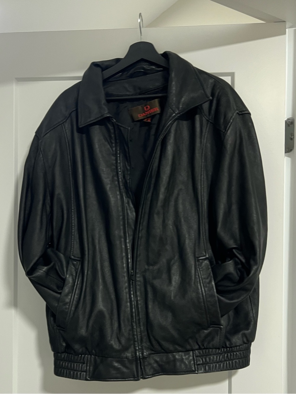 Vintage Danier Black Genuine Leather Bomber Jacket